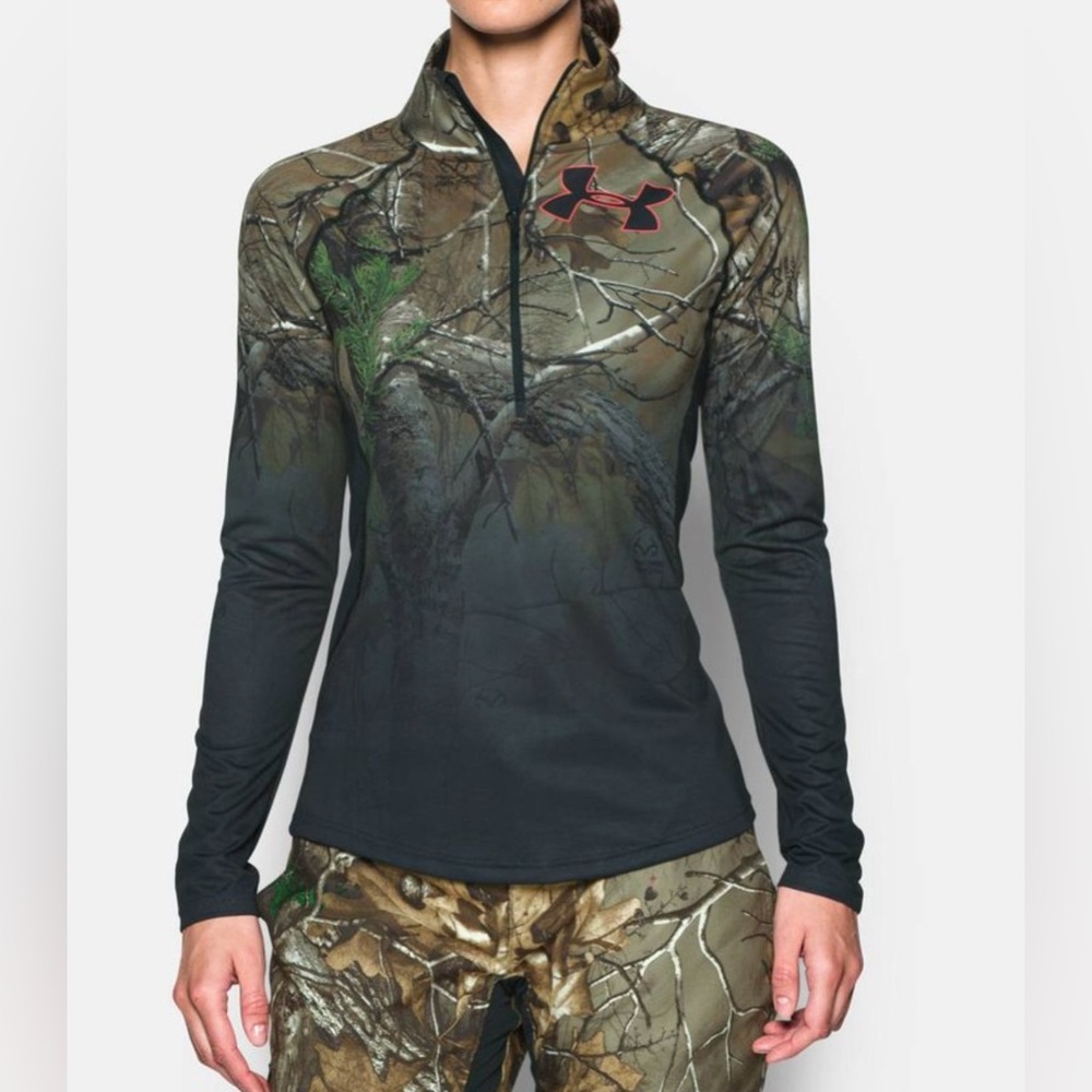Under Armour UA Tech Camo Fade 1/4  Zip Long Sleeve Shirt Women's S - EUC